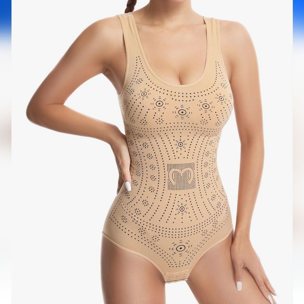 NEW Tummy Control Shapewear BodySuit Compression L Nude F-1989